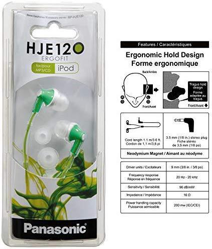 Panasonic ErgoFit In-Ear Earbud Headphones RP-HJE120-KA (Matte Black) Dynamic Crystal-Clear Sound, Ergonomic Comfort-Fit