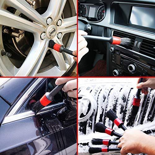 Manfiter Detailing Brush Set, Car Duster, Auto Detail Brush Set with Car Dash Duster Brush for Car Motorcycle Automotive Cleaning Wheels, Dashboard, Interior, Exterior, Leather, Air Vents