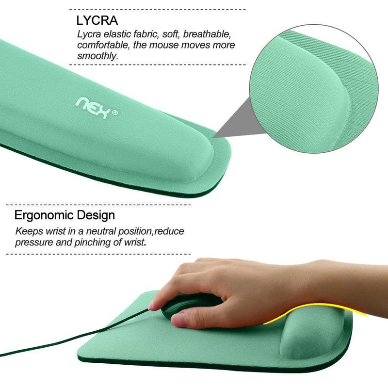 Nex Mouse Mat with Wrist Rest Pad Mouse Pad Keyboard Mouse Memory Foam Stress(mint green)