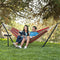 Best Choice Products Outdoor Double Hammock Set w/ Steel Stand, Cup Holder, Tray, and Carrying Bag - Red Stripe