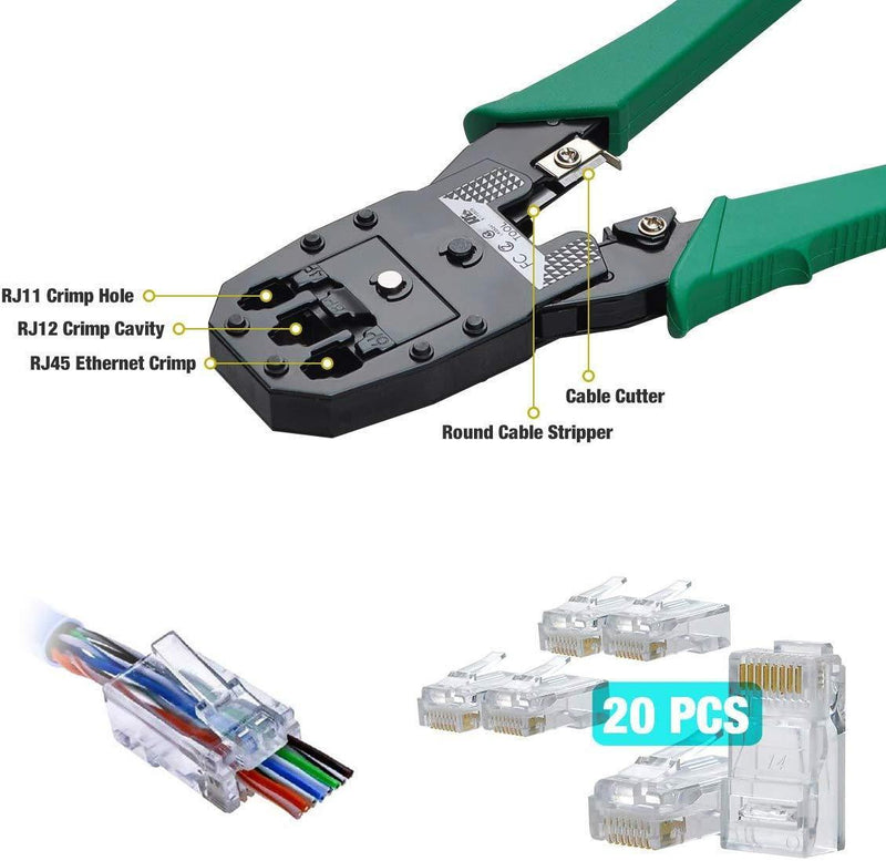 Network Tool Kit, Lysignal 11 in 1 Professional Portable Ethernet Computer Maintenance LAN Cable Tester Repair Set for RJ45 RJ11 Cat5e Cat 6 Cable Crimper 324B Wire Cutter Internet Toolbox