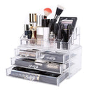 DreamGenius Makeup Organizer 2 Pieces Acrylic Jewelry and Cosmetic Storage Display Boxes with 4 Drawers