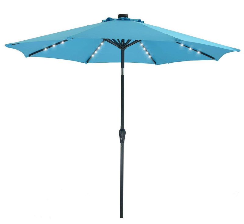 Patio Watcher 9 FT Patio LED Umbrella Solar Powered Outdoor Umbrella, 40 LED with 2 Charge Modes(Solar and Adaptor),250GSM Fabric with Push Button Tilt and Crank,Red