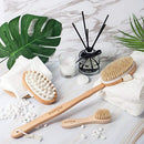 Dry Brushing Body Brush Set - Best for Cellulite, Lymphatic Drainage & Skin Exfoliating - Natural Bristle Spa Kit - Long Handle Back Scrubber, Massager & Face Exfoliator for Radiant Skin