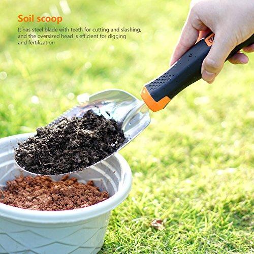 Garden Tool Set, 3 Piece Stainless Steel Heavy Duty Gardening kit with Soft Rubberized Non-Slip Handle - Bypass Pruning Shears, Transplant Trowel and Soil Scoop - Garden Gifts for Men & Women GGT3A