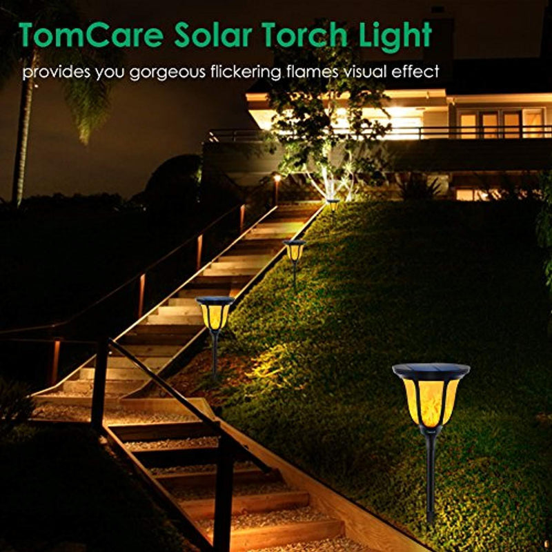 TomCare Solar Torches Lights, Waterproof Flickering Flame Solar Outdoor Lights Landscape Decoration Solar Torch Light Dusk to Dawn Auto On/Off Solar Spotlight for Yard Pool Garden Patio Deck
