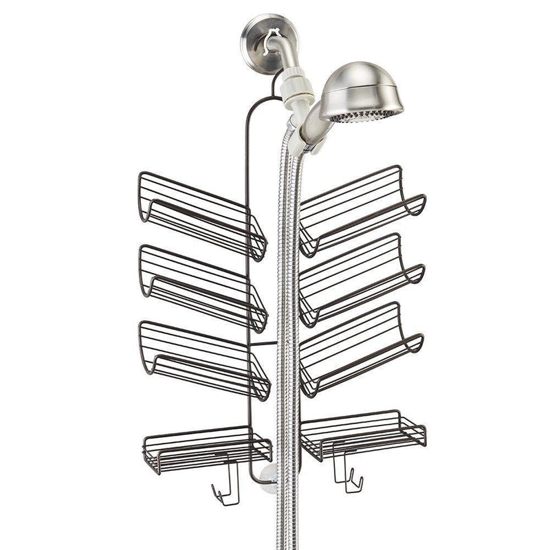 mDesign Hand Held Hose Bathroom Shower Caddy for Shampoo, Conditioner, Soap - Bronze