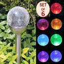 SET OF 6 Crackle Glass Globe Color-Changing LED & White LED Solar Path Lights by SOLAscape