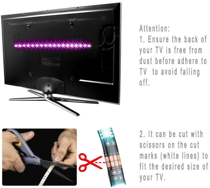 Vansky TV Backlight Kit Bias Lighting for TV,LED Strip Lights USB Powered LED Light Strip RF Remote 30-55 inch TV,Desktop PC - Reduce Eye Strain Increase Image Clarity