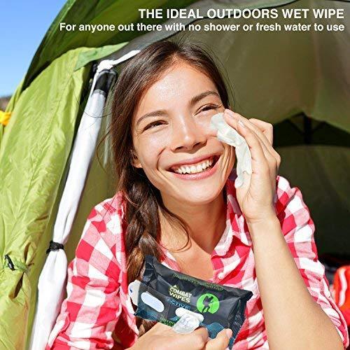 Combat Wipes ACTIVE Outdoor Wet Wipes | Extra Thick, Ultralight, Biodegradable, Body & Hand Cleansing/Refreshing Cloths for Camping, Travel, Gym & Backpacking w/ Natural Aloe & Vitamin E (25 Wipes)