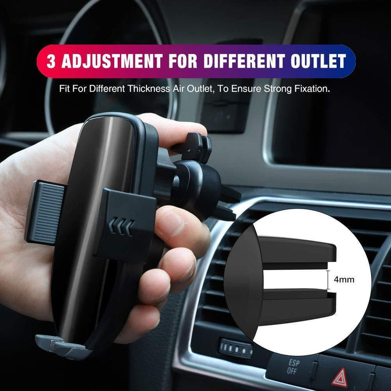 MKYUHP Fast Wireless Car Phone Mount Charger, Air Vent Automatic Clamping Phone Holder, Qi Car Charger for Samsung Galaxy Note 9/ S9/ S8 and iPhone Xs/XR/X/ 8 Plus