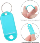 YUEAON 100 Pack Tough Plastic Key Tags with Label Window ID Luggage tag with Split Ring Key Ring Keychain,10 Colors