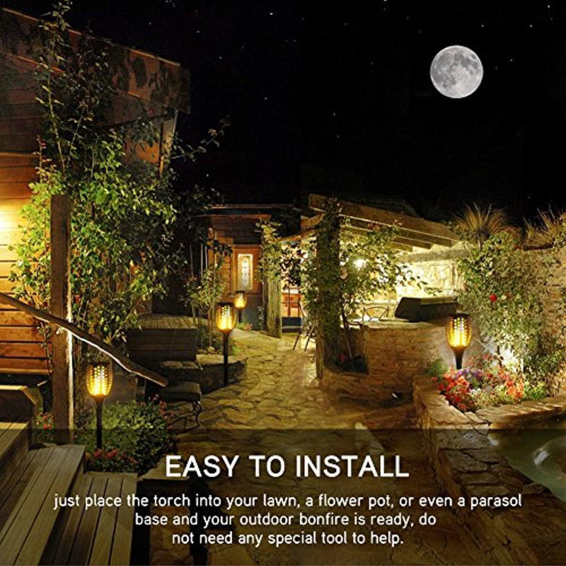 Solar Lights Outdoor Waterproof Dancing Flickering Flames Torches Lights 96 LED Landscape Decoration Lighting Dusk to Dawn Auto On/Off Solar Security Spotlight for Garden, Patio, Yard, Driveway-2 Pack