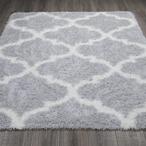 Ottomanson Flokati Trellis Design Shag Runner Rug, 2' x 5', Dark Gray