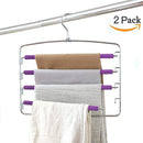 Clothes Pants Hangers 2pack - Multi Layers Metal Pant Slack Hangers,Foam Padded Swing Arm Pants Hangers Closet Storage Organizer for Pants Jeans Scarf Hanging(Black)