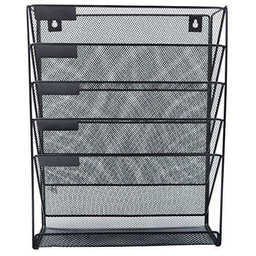 Easepres File Organizer Mesh 5-Tier Black Hanging File Organizer Vertical Holder Rack for Office Home