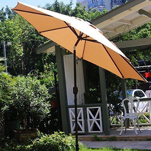 Sunnyglade 9' Solar 24 LED Lighted Patio Umbrella with 8 Ribs/ Tilt Adjustment and Crank Lift System (Red)