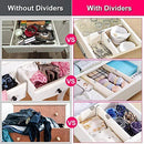 JONYJ Drawer Dividers/Organizer 4 Pack, Adjustable Separators 4" High Expandable from 11-17" for Bedroom, Bathroom, Closet, Office, Kitchen Storage, Strong Secure Hold, Foam Ends, Locks in Place