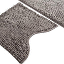 Sunnyglade Bathroom Contour Rugs Combo, Set of 2 Chenille Fabric Microfiber Soft Shaggy Non Slip 21" X 34" Bath Shower Mat and 20" X 20" U-shaped Toilet Floor Rug Bathroom Carpet