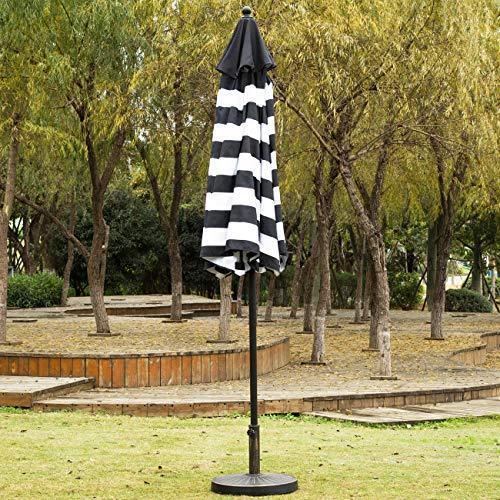 Sunnyglade 9ft Patio Umbrella Replacement Canopy Market Umbrella Top Outdoor Umbrella Canopy with 8 Ribs (Black and White)