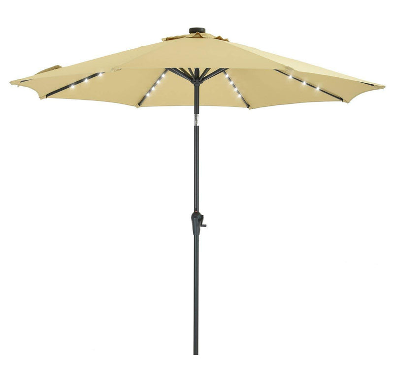 Patio Watcher 9 FT Patio LED Umbrella Solar Powered Outdoor Umbrella, 40 LED with 2 Charge Modes(Solar and Adaptor),250GSM Fabric with Push Button Tilt and Crank,Red