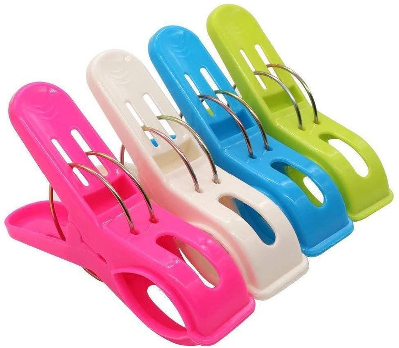 bingolar 8Pcs Beach Towel Clips,Plastic Windproof Clothes Hanging Peg,Plastic Quilt Clips,Large Beach Towels,Quilt Clamp Holder Sunbed Peg, Sunbed,Pool.