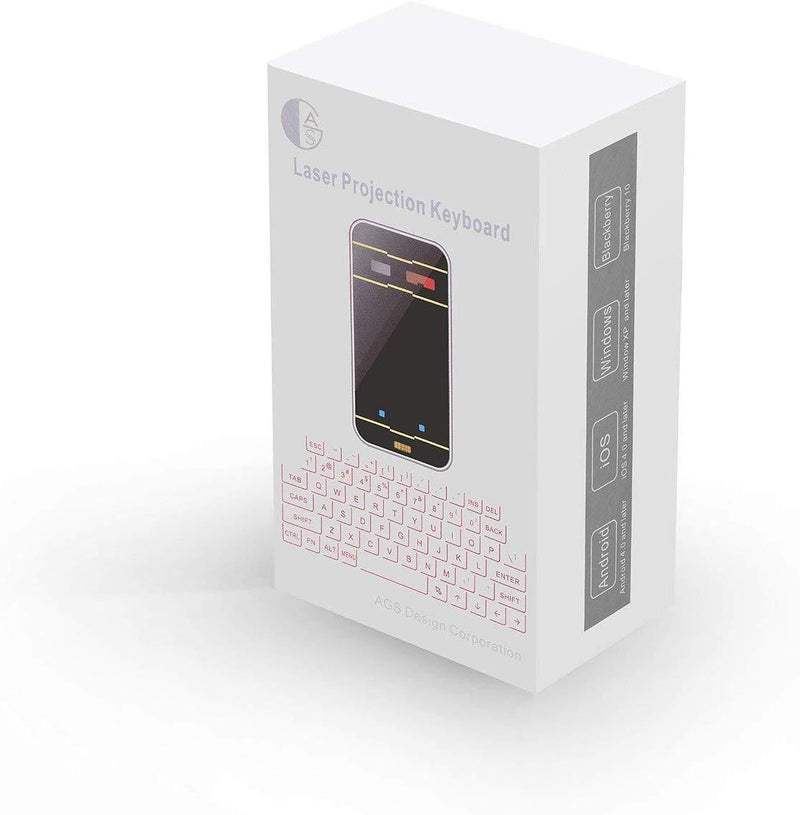 AGS Wireless Laser Projection Bluetooth Virtual Keyboard for Iphone, Ipad, Smartphone and Tablets