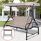 Beige Converting Bed Swing Hammock Chair Patio 3 Person Seat With Canopy Outdoor Furniture