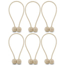 NZQXJXZ Curtain Tiebacks Magnetic, Drape Holders Holdbacks Decorative Weave Rope Clips Window Sheer Blackout Panels Home Office, Beige (Pack of 6)