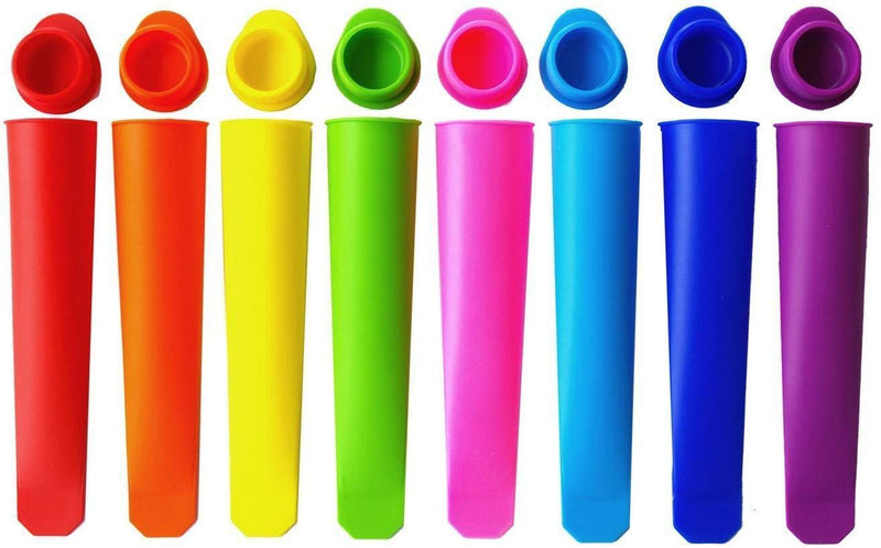 LUXEHOME BPA Free Premium Silicone Ice Pop Molds - Set of 8 with Lids