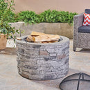 Great Deal Furniture Dione Outdoor 32" Wood Burning Light-Weight Concrete Round Fire Pit, Grey