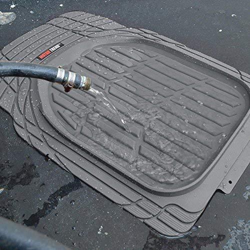 Motor Trend MT-923-GR Flextough Contour Liners - Deep Dish Heavy Duty Rubber Floor Mats for Car Suv Truck and Van - All Weather Protection, Gray