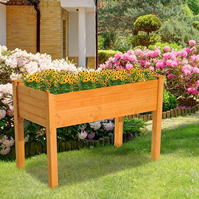Outsunny 2' x 4' Wooden Elevated Garden Bed Outdoor Raised Planter Box with Legs