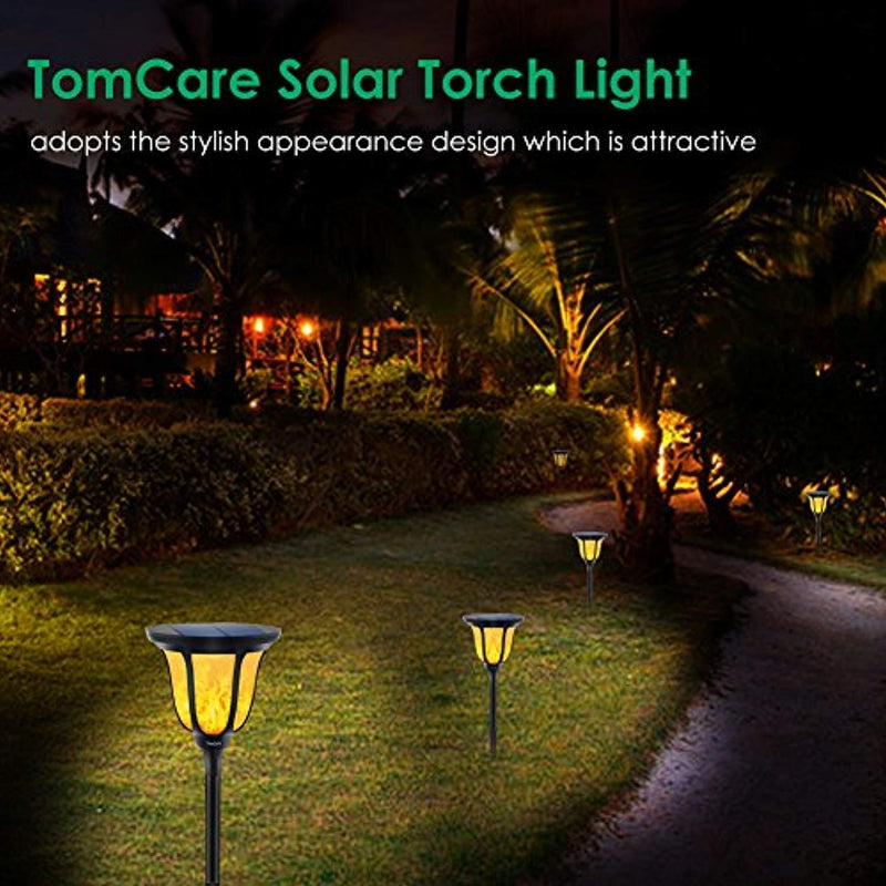 TomCare Solar Torches Lights, Waterproof Flickering Flame Solar Outdoor Lights Landscape Decoration Solar Torch Light Dusk to Dawn Auto On/Off Solar Spotlight for Yard Pool Garden Patio Deck