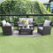 Wisteria Lane 5 Piece Outdoor Patio Furniture Sets, Wicker Ratten Sectional Sofa with Seat Cushions,Gray