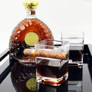Kingrol 9 oz. Whisky Glass, Lead Free Crystal Old Fashioned Glass with Indented Cigar Rest