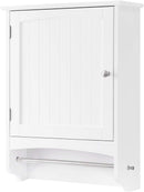 VASAGLE Wall Cabinet, Hanging Bathroom Storage Cabinet with Rod and Adjustable Shelf, Medicine Cabinet, Wooden, White 18.9 x 6.3 x 25.6 Inches UBBC22WT
