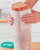 Buddeez Bread Container - Plastic Storage Keeper, Loaf, Aqua Lid