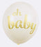 Baby Shower Decorations Neutral Decor Strung Banner"Oh" and"Baby" & 9PC Balloons w/Ribbon [Gold, Confetti, White] Kit Set by YouParty