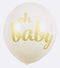 Baby Shower Decorations Neutral Decor Strung Banner"Oh" and"Baby" & 9PC Balloons w/Ribbon [Gold, Confetti, White] Kit Set by YouParty