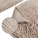 Sunnyglade Bathroom Contour Rugs Combo, Set of 2 Chenille Fabric Microfiber Soft Shaggy Non Slip 21" X 34" Bath Shower Mat and 20" X 20" U-shaped Toilet Floor Rug Bathroom Carpet