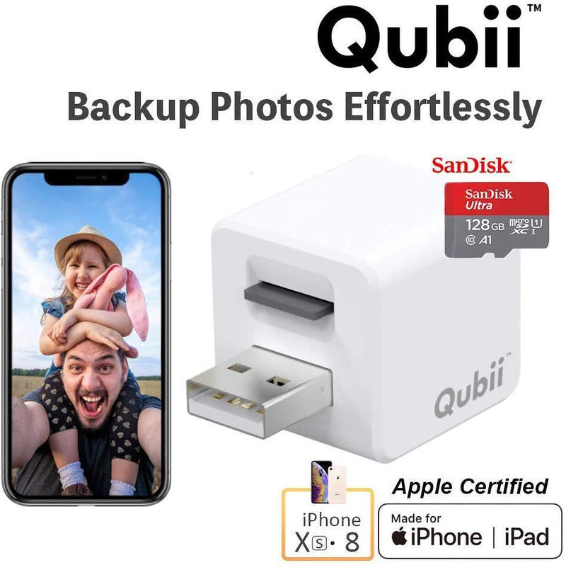 Flash Drive for iPhone, Auto Backup Photos & Videos, Photo Stick for iPhone, Qubii Photo Storage Device for iPhone & iPad【microSD Card Not Included】- Pink