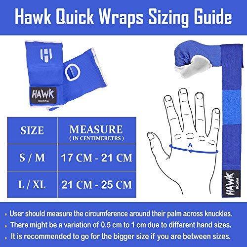 Hawk Padded Inner Gloves Training Gel Elastic Hand Wraps for Boxing Gloves Quick Wraps Men & Women Kickboxing Muay Thai MMA Bandages Fist Knuckle Wrist Wrap Protector Handwraps (Pair)