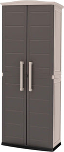 Keter 228852 Boston Tall Outdoor Storage Shed Cabinet, Brown