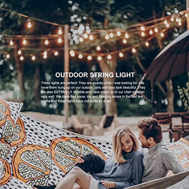2 Pack 48FT Outdoor String Lights Commercial Great Weatherproof Strand - Dimmable Edison Vintage Bulbs 15 Hanging Sockets, UL Listed Heavy-Duty