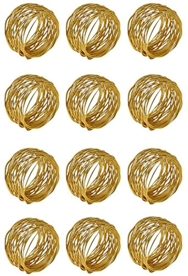 Godinger Gold Round Mesh Napkin Rings - Set of 12