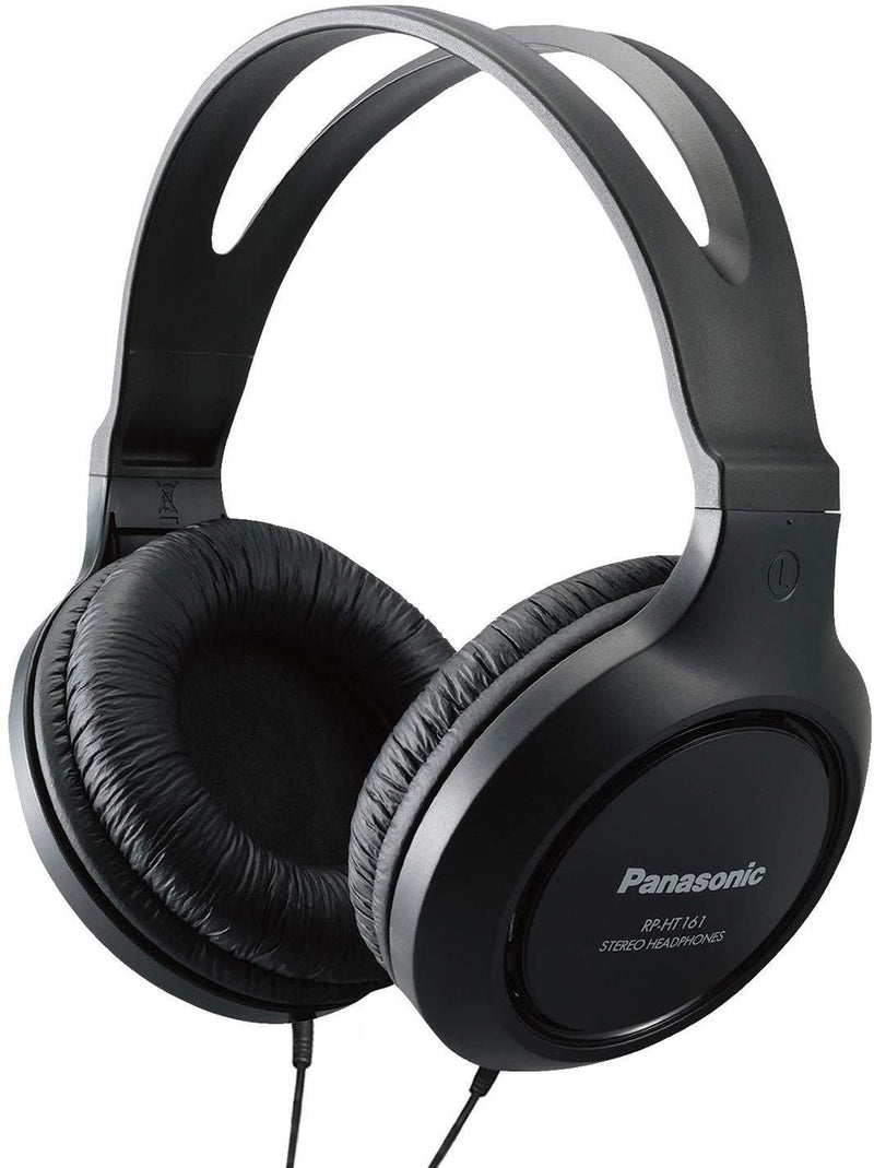 Panasonic Headphones RP-HT161-K Full-Sized Over-the-Ear Lightweight Long-Corded (Black)