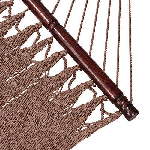 SUNMERIT Caribbean Hammock Soft-Spun Polyester Rope for Outdoor Garden Patio,450 lbs Capacity (Mocha)