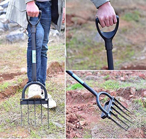 Ymachray 5-Tine Forged Cultivator- Heavy Duty Hand Tiller and Garden Claw Weeder Cultivator -Solid Steel Shaft Unbreakable Tines