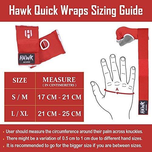 Hawk Padded Inner Gloves Training Gel Elastic Hand Wraps for Boxing Gloves Quick Wraps Men & Women Kickboxing Muay Thai MMA Bandages Fist Knuckle Wrist Wrap Protector Handwraps (Pair)